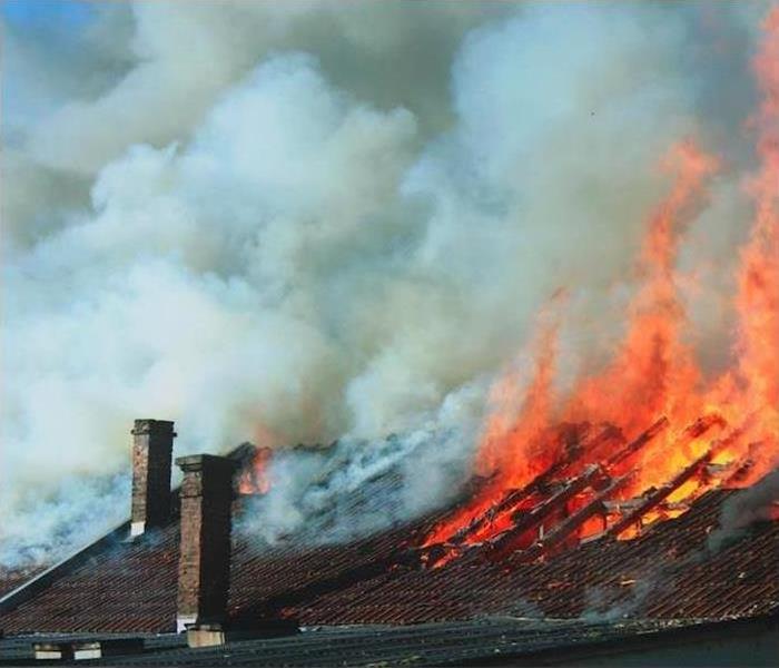 Roof of a home on flames